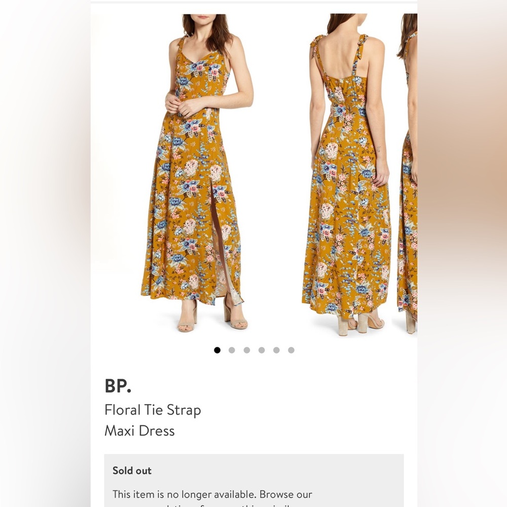 BP Floral Tie Maxi Dress Mustard Yellow EUC